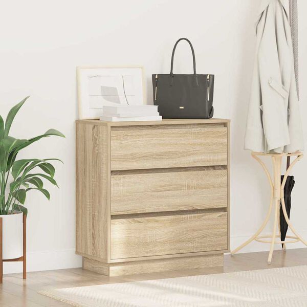 vidaXL Cabinet de chevet avec tiroir Ch&ecirc;ne Sonoma 71 x 34,5 x 75 cm