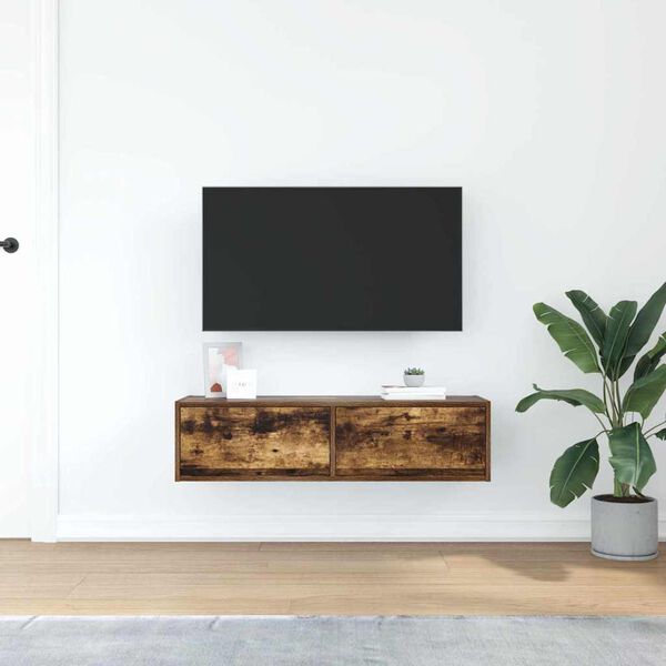 vidaXL Meuble TV Ch&ecirc;ne fum&eacute; 100 x 31 x 25.5 cm Bois d'ing&eacute;nierie