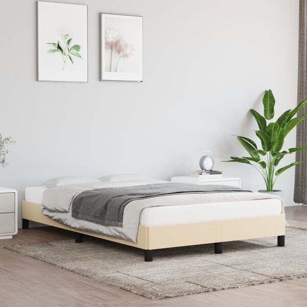 vidaXL Cadre de lit sans matelas cr&egrave;me 120x190 cm tissu