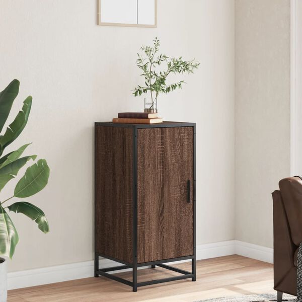 vidaXL Buffet ch&ecirc;ne marron 35,5x35x76 cm bois d'ing&eacute;nierie et m&eacute;tal