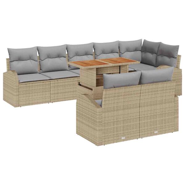 vidaXL Ensemble de canap&eacute; de jardin 9 pcs beige et gris clair