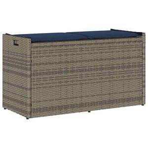 vidaXL Banc de rangement ext&eacute;rieur coussin gris 100 cm r&eacute;sine tress&eacute;e
