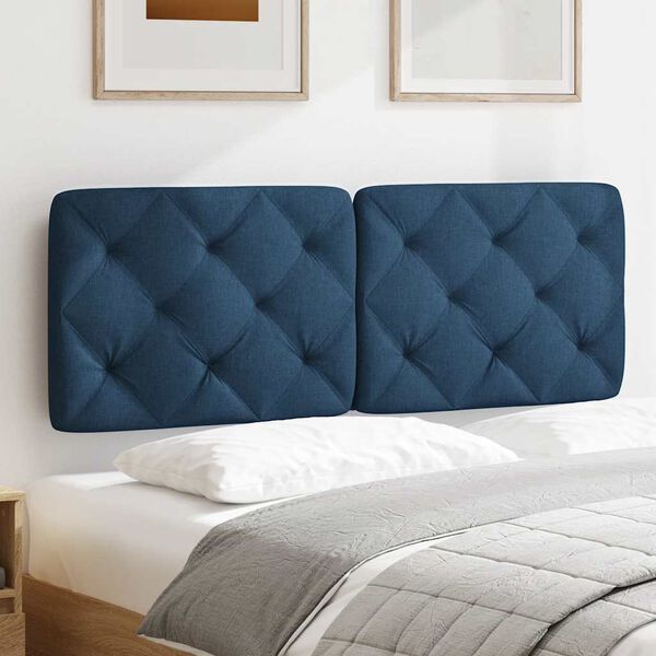 vidaXL Coussin de t&ecirc;te de lit bleu 140 cm tissu
