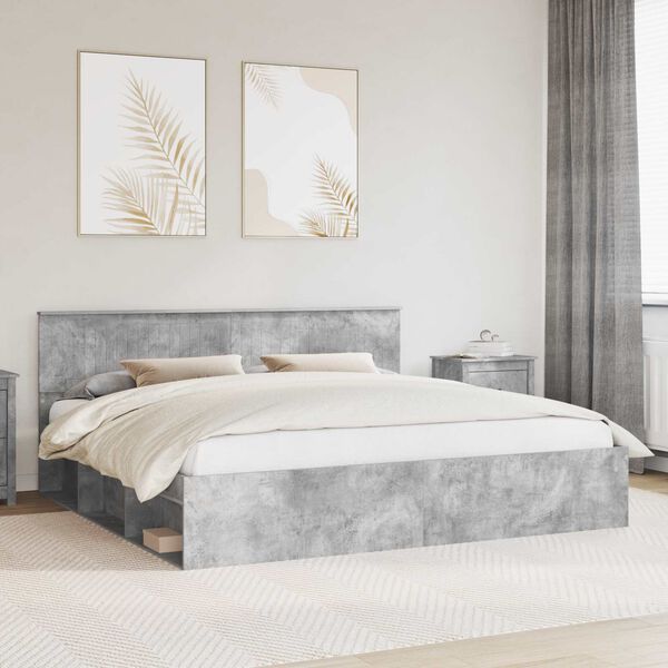 vidaXL Cadre de lit avec t&ecirc;te de lit B&eacute;ton 200 x 200 cm Pin massif