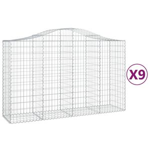 vidaXL Paniers &agrave; gabions arqu&eacute;s 9 pcs 200x50x120/140 cm Fer galvanis&eacute;