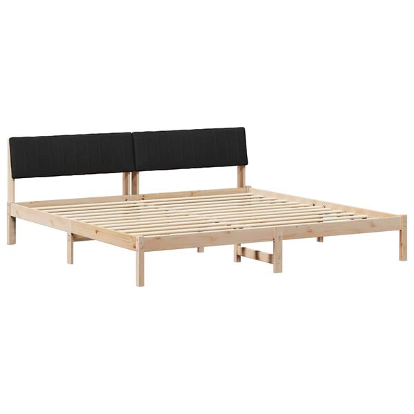 vidaXL Cadre de lit Marron et noir 160 x 200 cm Bois massif en pin