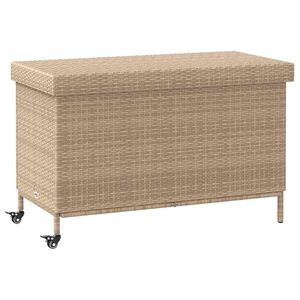 vidaXL Bo&icirc;te de rangement de jardin et roues r&eacute;sine tress&eacute;e