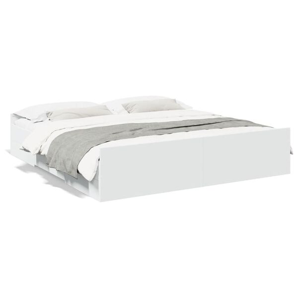 vidaXL Cadre de lit avec tiroirs sans matelas blanc 200x200 cm