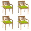 vidaXL Chaises Batavia avec coussins lot de 4 Bois de teck solide