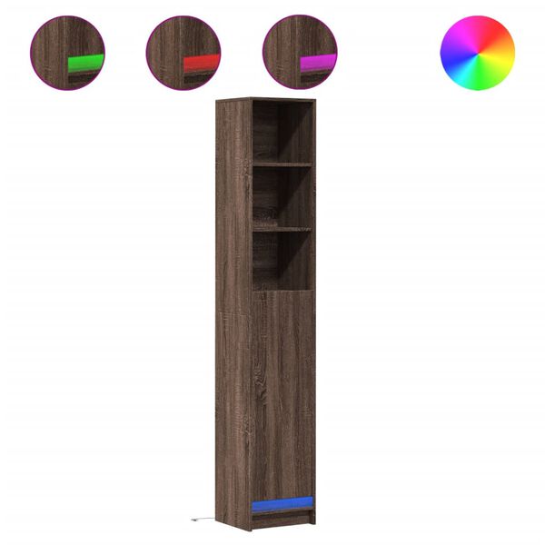 vidaXL Buffet avec LED ch&ecirc;ne marron 36x32,5x200 cm bois d'ing&eacute;nierie