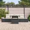 vidaXL Ensemble de canap&eacute; de jardin avec coussin 5 pcs Noir et Cr&egrave;me