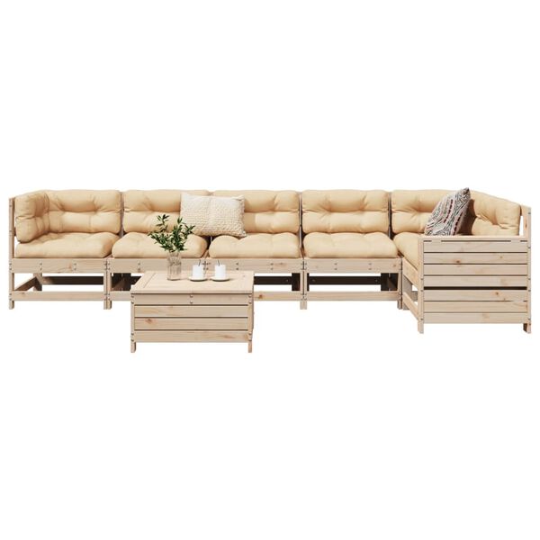 vidaXL Salon de jardin 7 pcs bois de pin massif