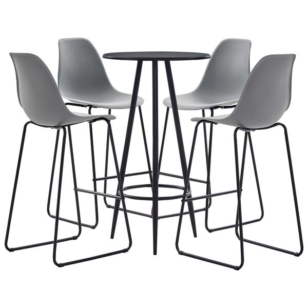 vidaXL Ensemble de bar 5 pcs Plastique Gris