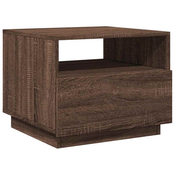 vidaXL Table basse avec lumières LED chêne marron 50x49x40 cm