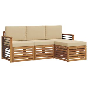 vidaXL Ensemble de canap&eacute;s d'ext&eacute;rieur 4 pc Naturel et Beige