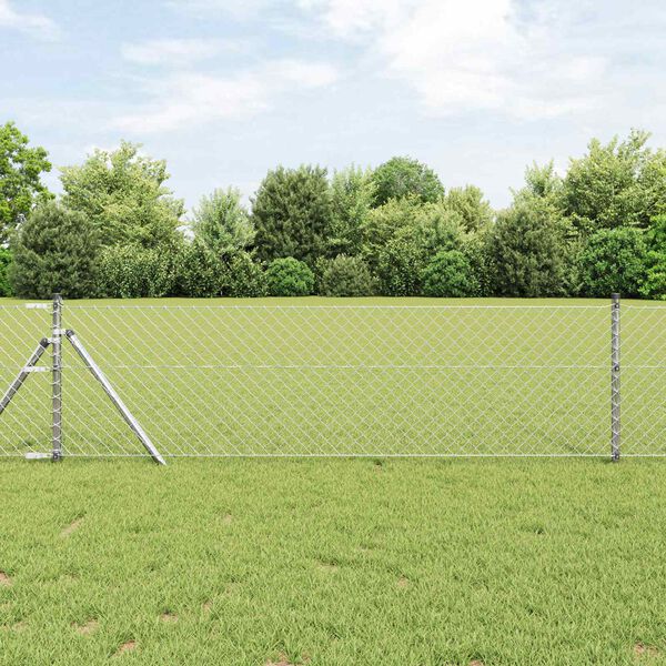 vidaXL Cl&ocirc;ture en treillis m&eacute;tallique Argent&eacute; 10 x 0,6 m