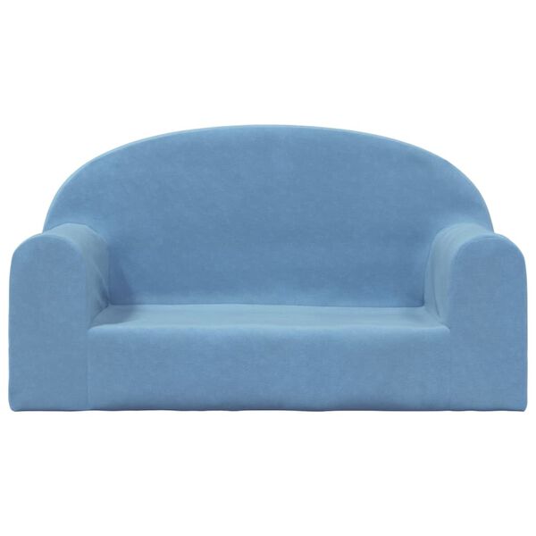 vidaXL Canap&eacute; pour enfants &agrave; 2 places Bleu Peluche douce