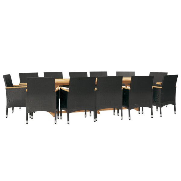 vidaXL Ensemble &agrave; manger de jardin 13 pcs avec coussins Noir
