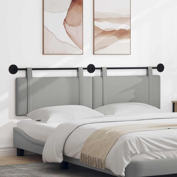 vidaXL T&ecirc;te de lit suspendue Uni Gris nuage 190 x 55 x 5 cm tissu
