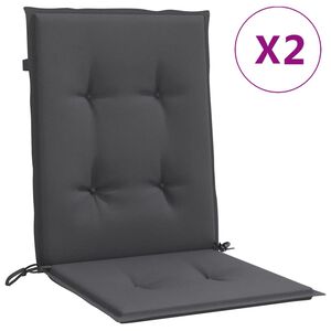 vidaXL Coussins de chaise &agrave; dossier bas lot de 2 anthracite m&eacute;lang&eacute;