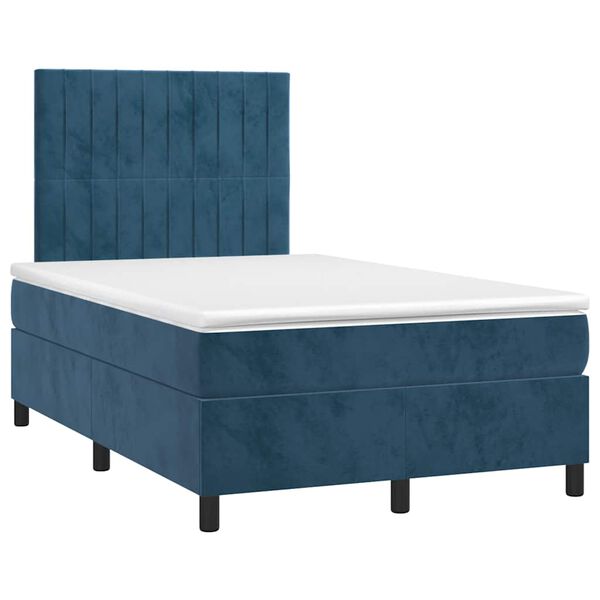 vidaXL Sommier &agrave; lattes de lit avec matelas LED bleu fonc&eacute; 120x190 cm