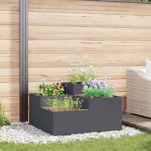 vidaXL Cache-pot de jardin Anthracite 80 x 80 x 48 cm Acier