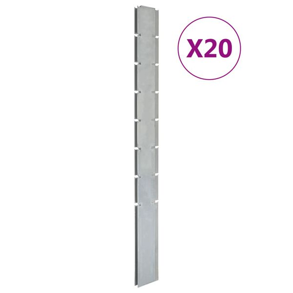 vidaXL Poteaux de cl&ocirc;ture 20 pcs argent&eacute; 200 cm&nbsp;acier galvanis&eacute;