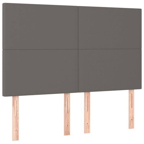vidaXL T&ecirc;te de lit &agrave; LED Gris 144x5x118/128 cm Similicuir