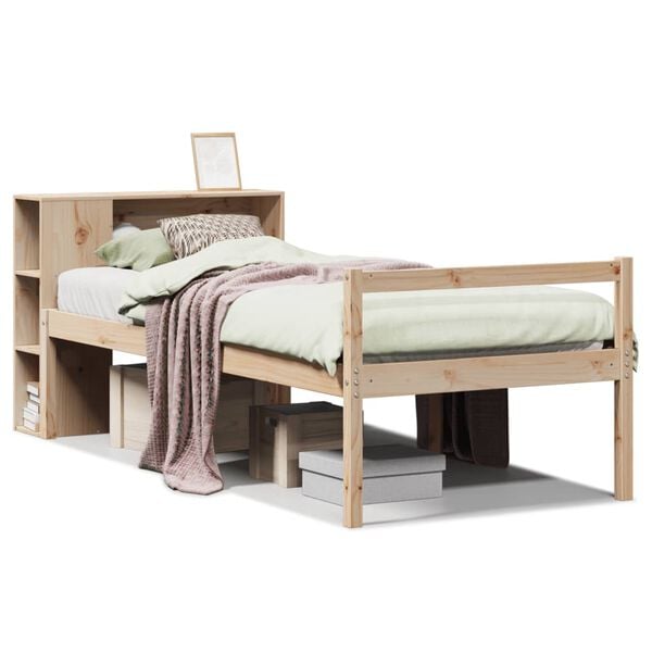 vidaXL Lit biblioth&egrave;que sans matelas 90x190 cm bois de pin massif