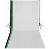 vidaXL Kit de studio photo et 3 toiles de fond r&eacute;glables Coton 3x6 m