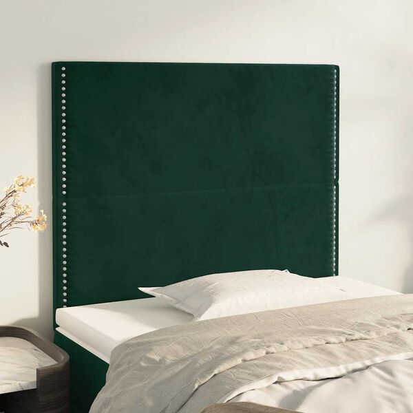 vidaXL T&ecirc;te de lit Vert fonc&eacute; 80x5x118/128 cm Velours