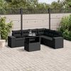 vidaXL Salon de jardin 7 pcs avec coussins noir r&eacute;sine tress&eacute;e