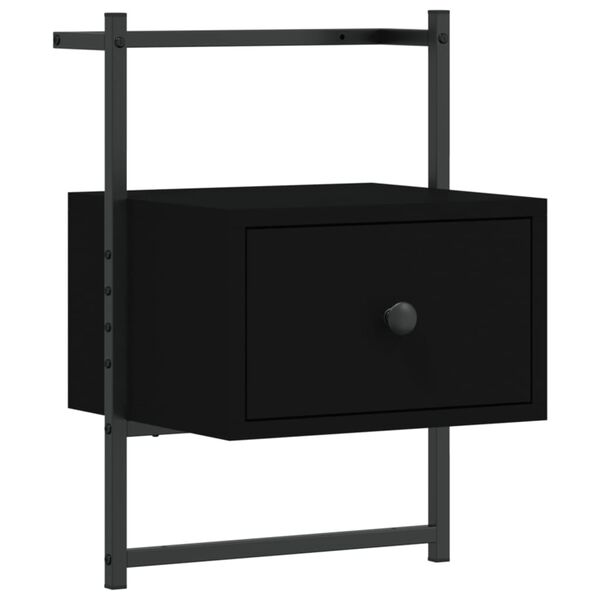 vidaXL Table de chevet murale noir 35x30x51 cm bois d'ing&eacute;nierie