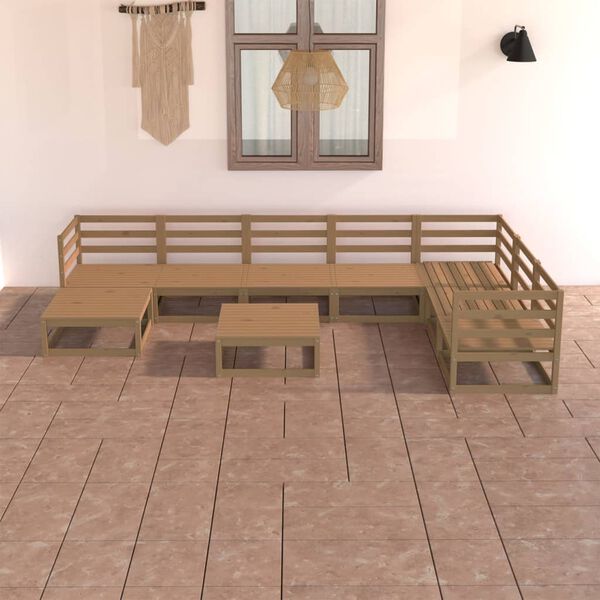 vidaXL Salon de jardin 8 pcs marron miel bois de pin massif