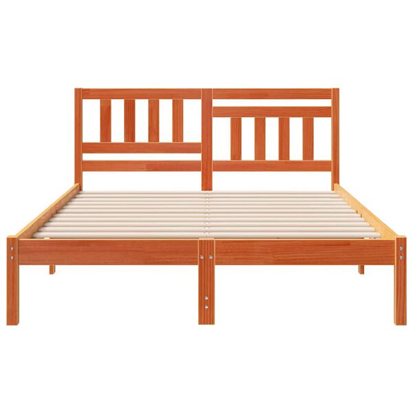 vidaXL Cadre de lit avec t&ecirc;te de lit Brun cire 120 x 190 cm Pin massif