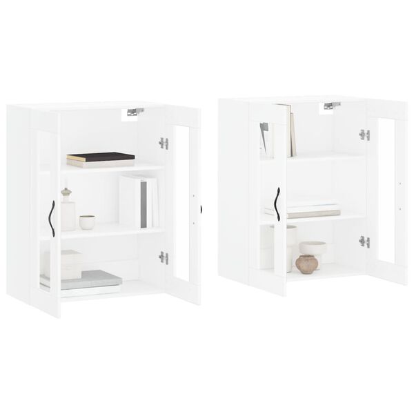 vidaXL Armoires murales 2 pcs blanc bois d'ing&eacute;nierie