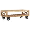 vidaXL Table basse avec roues Bois de manguier massif 110x50x37 cm