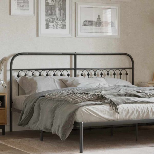 vidaXL T&ecirc;te de lit de remplacement m&eacute;tal noir 180 cm