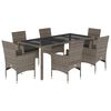 vidaXL Ensemble &agrave; manger de jardin et coussins 7 pcs gris rotin verre