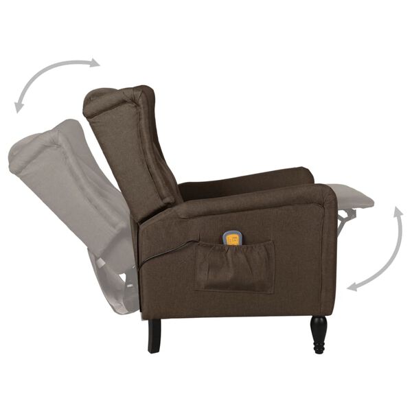 vidaXL Fauteuil de massage inclinable Marron foncé Tissu