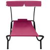 vidaXL Lit de repos d'ext&eacute;rieur avec auvent et oreiller rose