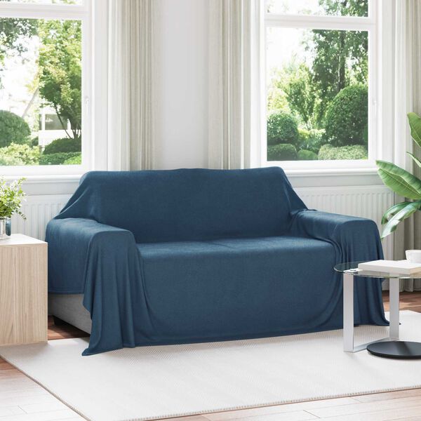 vidaXL Jet&eacute; Bleu marine 280 x 210 cm Toison