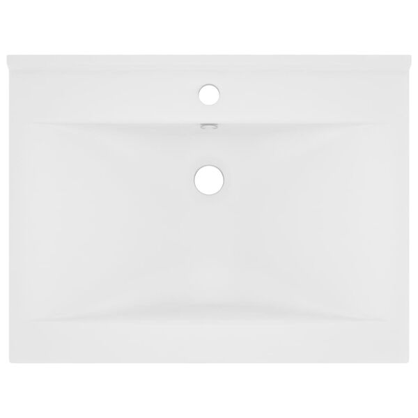 vidaXL Lavabo avec trou de robinet Blanc mat 60x46 cm C&eacute;ramique