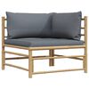vidaXL Canap&eacute; d'angle de jardin avec coussins gris fonc&eacute; Bambou