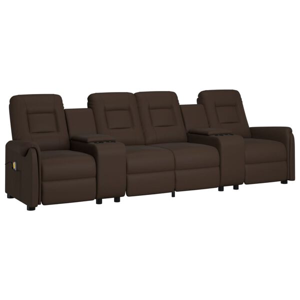 vidaXL Fauteuil de massage inclinable porte-gobelets 4 places marron