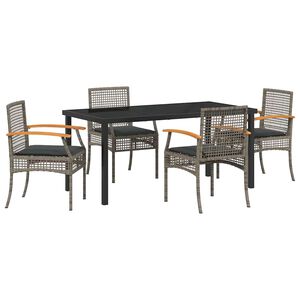 vidaXL Ensemble de salle &agrave; manger pour jardin 5 pcs Gris polyrotin