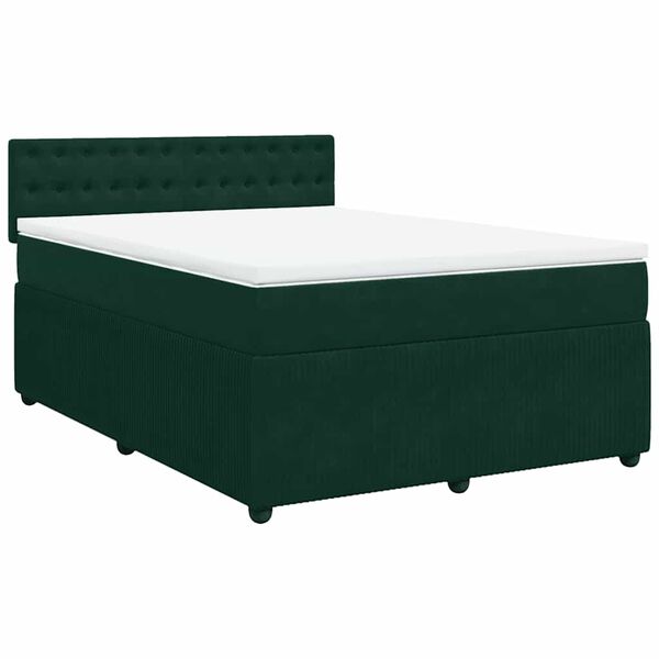 vidaXL Sommier &agrave; lattes de lit et matelas Vert fonc&eacute; 140x200cm Velours