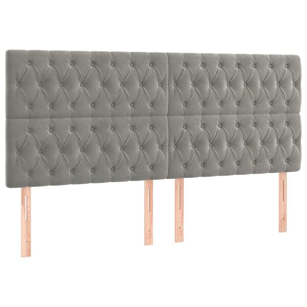 vidaXL T&ecirc;te de lit &agrave; LED Gris clair 200x7x118/128 cm Velours