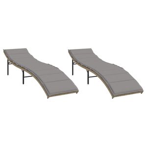 vidaXL Chaises longues lot de 2 avec coussins beige résine tressée