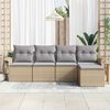 vidaXL Ensemble de canap&eacute; de jardin avec coussin 5 pcs Beige polyrotin